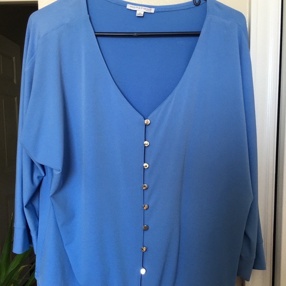 Powder Blue Blouse Silver Buttons
